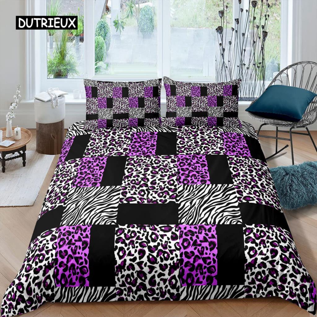 

Leopard Print Duvet Cover Microfiber Red Rose Blossom Floral Bedding Set Brown Cheetah Safari Wildlife Animal King Bedding Set AU Single(140x210cm)