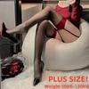 Newjoinfun Sexy Xxxxxl Pantyhose Plus Size 50-120Kg Fishnet Black Thigh High Stockings With Garter For Oversize Women Tights