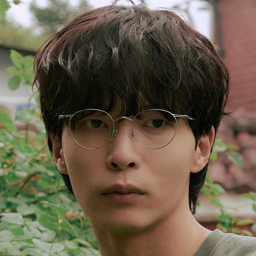 Alloaiweeo Al8402 1111G Titanium Silver Layered Bridge Eyeglass Frame Blue Light Lens Selection