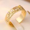 Simple Inlaid White CZ Flower Women's Ring Classic Gold Color Hand Carving Daily Wear Party Jewelry Anniversary Gift
