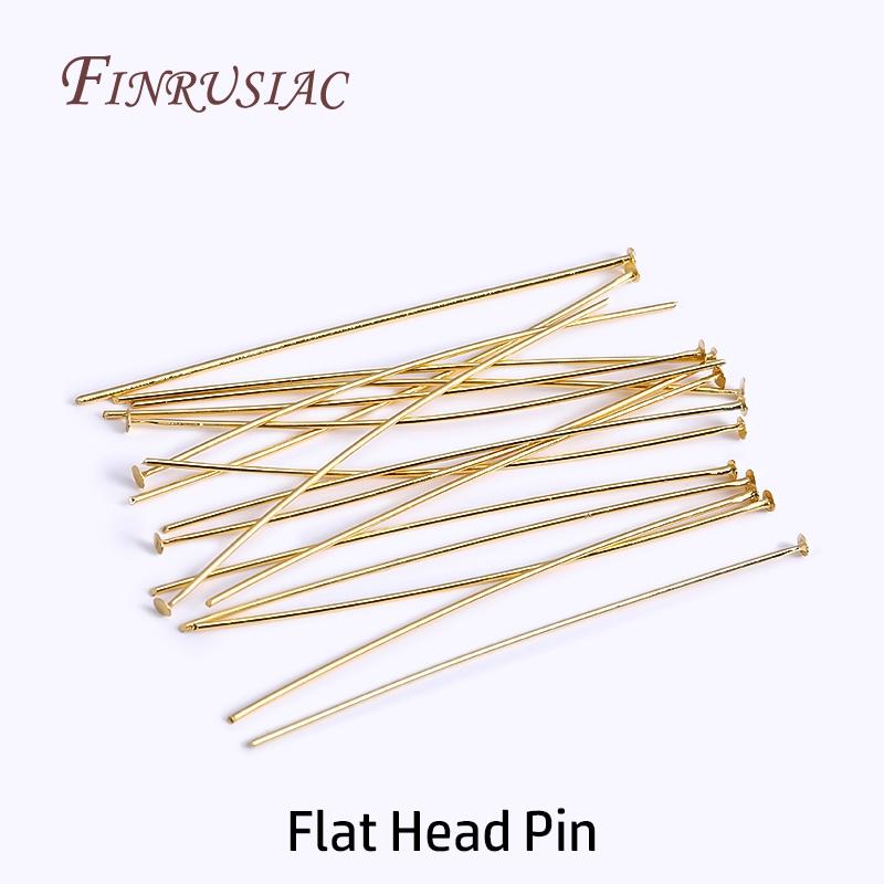 50Pcs/lot Pins For Jewelry 18K Gold Plated Ball Head Pin/Flat Head Pin/Eye Pins For Earrings Making Accessories DIY Findings