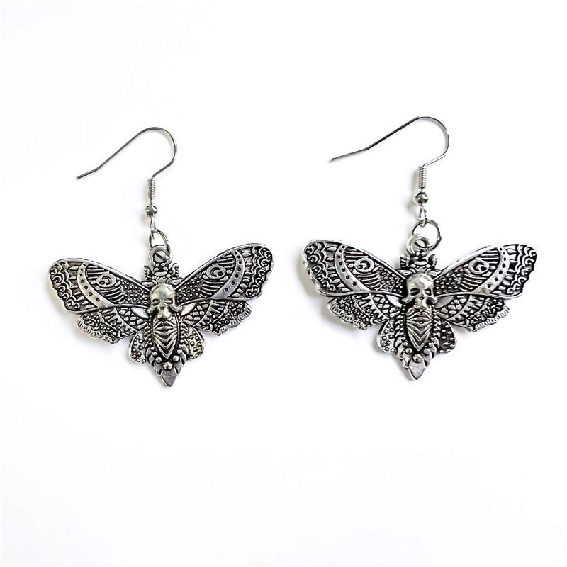 Unisex Punk Ohrringe: Gothic Schädel, Fledermaus, Schlange, Spinne, Mond, Rose und Motte