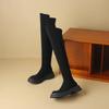 Autumn and Winter Suede Over-knee Boots Women's Comfortable Medium Heel Thick Sole Square Heel Round Head Women's Boots Korean Version Large Size Blac