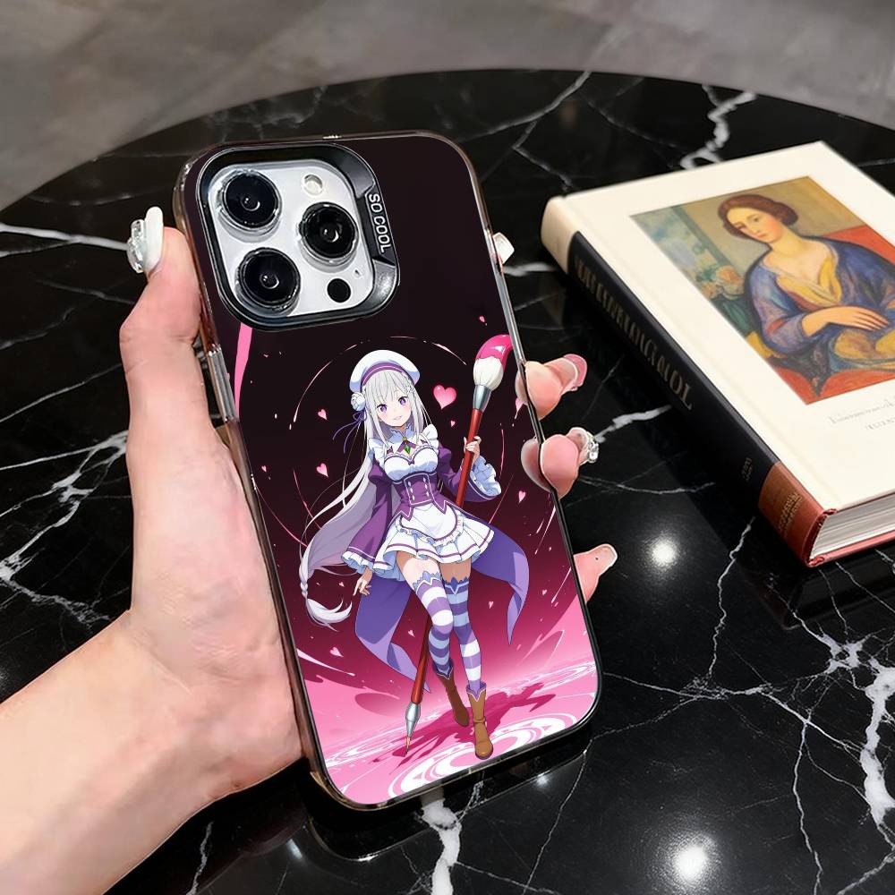 ReZero Starting Life E-Emilia-es Phone Case For iPhone 17,16,15,14,13,12,11 Plus,Pro Max,XS,Colorful Silver Black Cover