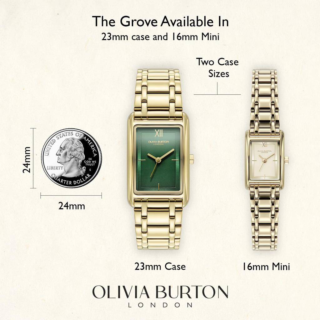 OLIVIA BURTON Classic Glove Waldgrün & Gold Armband 23mm 24000195
