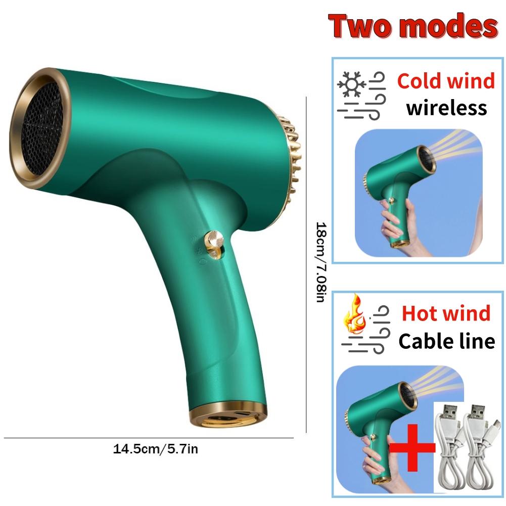500W Portable Hair Dryer 2600mah Cold wind Cordless Lonic Hair Dryer USB Rechargeable Powerful 2 Gears for Travel Home Dormitory