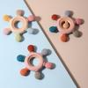 Silicone Teether Baby Gift Animal Shaped Cartoon Cute Teething Toy  Chew Bead Sensory Gum Relief Soother Bell Beech Wood Soft