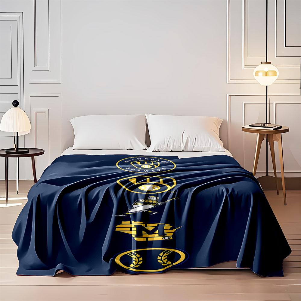 Milwaukee Brewers Logos Blanket print blanket soft and cozy perfect for the living room bed sofa or a nap,gift