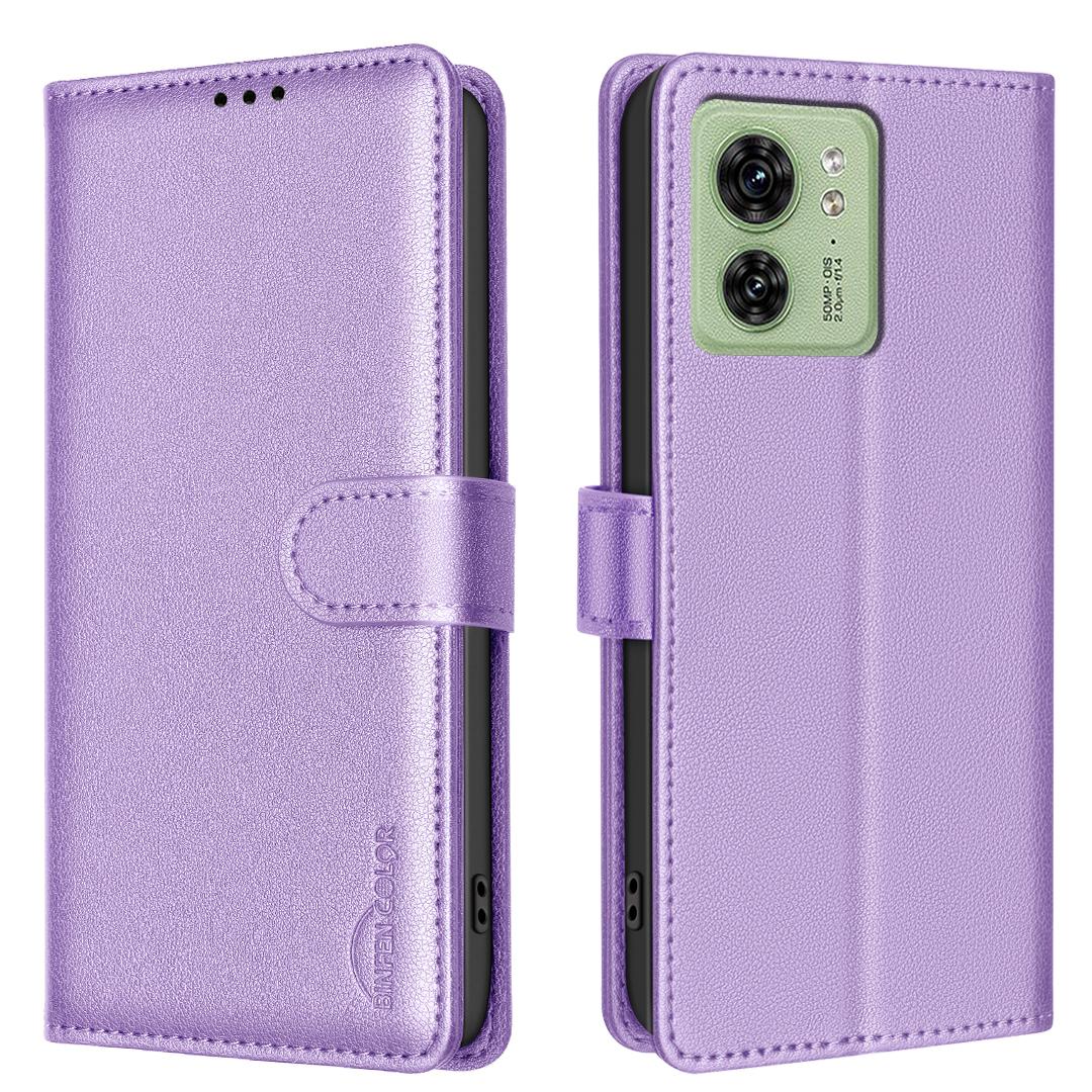 

BINFEN COLOR BF32 For Motorola Edge 40 5G Litchi Texture Flip Case Leather Phone Cover Purple