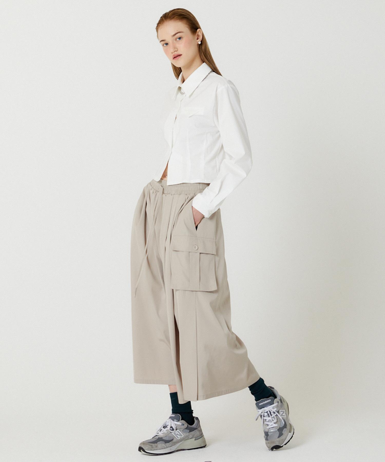 The Studio K Pocket Point Slim Crop Shirt (White) Free