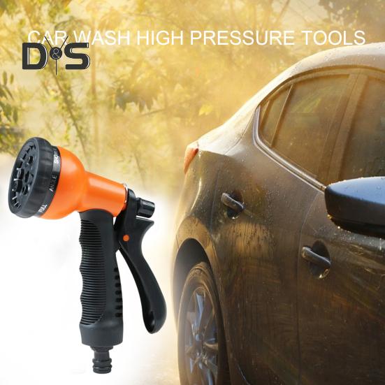 Tryska pro zahradní hadici Tryska pro rozprašování vody s 8 nastavitelnými zavlažovacími vzory Protiskluzová rukojeť Vysokotlaká hadicová tryska pro zavlažování rostlin trávníku