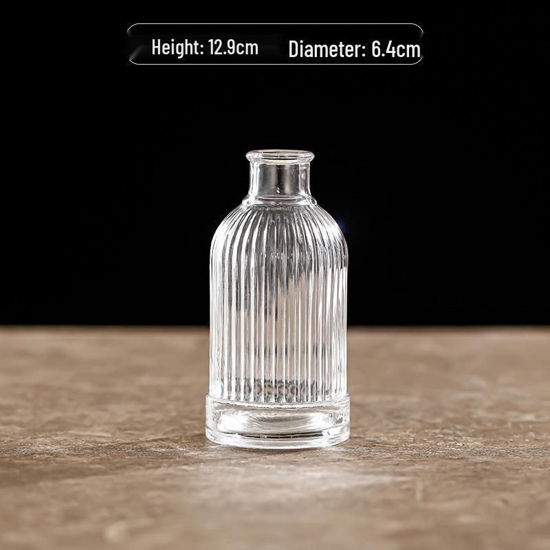 Retro Embossed Transparent Glass Vase: French-Inspired Luxury Home Decor for Living Room