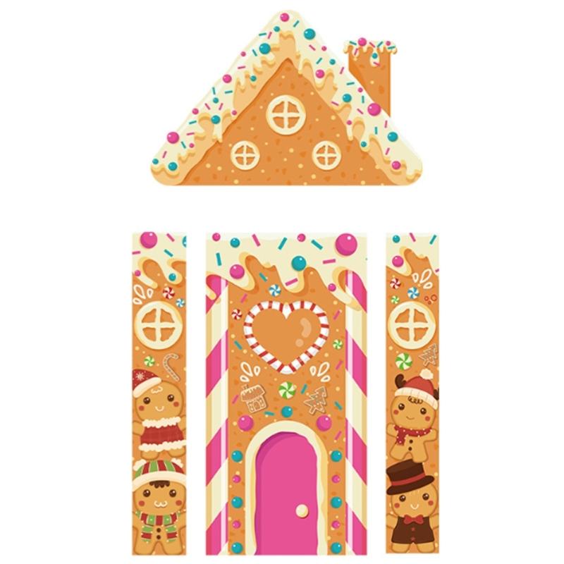Gingerbreads Patterned Door Decoration Set Washable Polyester Seasonal Party Supplies