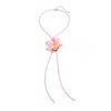 Fashion Three-Dimensional Simulation Flower Necklace Choker Personalized Long Wax Thread Fabric Flower Necklace
