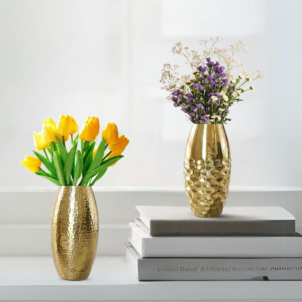 Vaso de Metal Martelado para Decoração de Casa | Decorativos para Sala de Estar Interna Externa Varanda |