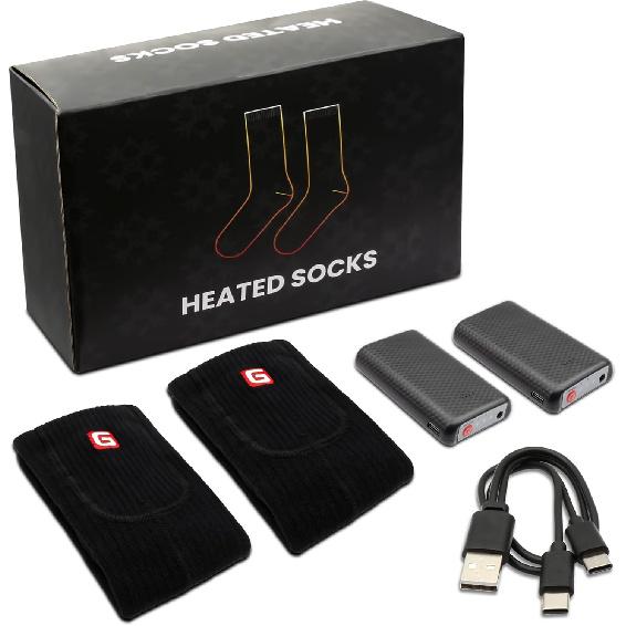 Heated Socks for Men Women, Electric Rechargeable Battery Powered Heated Socks Thermal Warm Winter Washable Heated Socks for Outdoor Sports Hiking