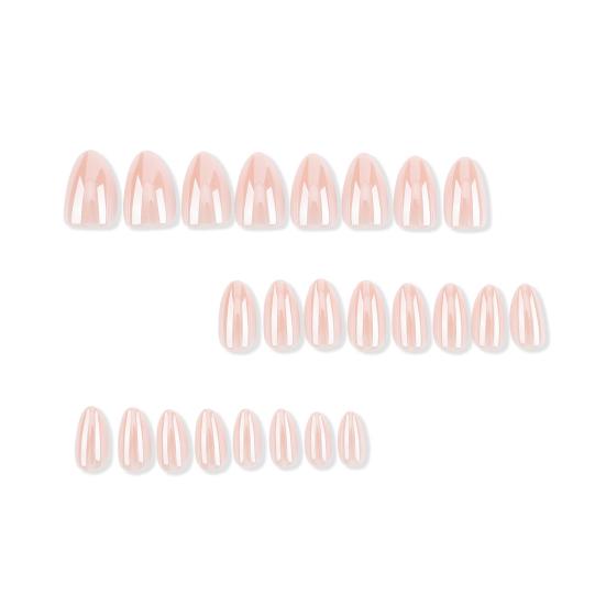 24Pcs Women Nude Press Short Oval on Nails Natural