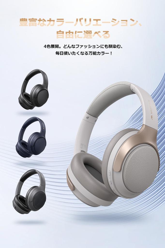 MIATONE Seattle Wireless Hybrid Active Noise up to Wireless AUX Wired Ambient Sound Capture Deep Headphone Storage Case Up to 60 Hours of 40mm 10mm