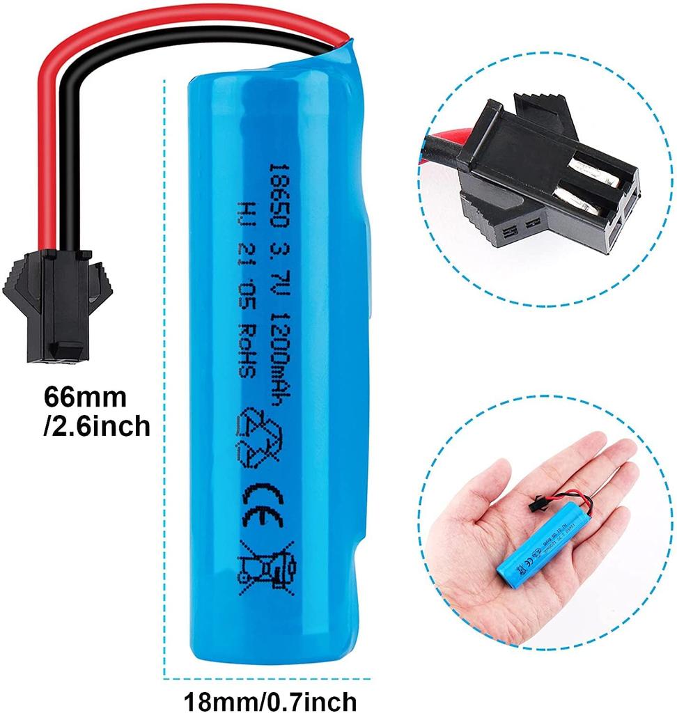 LiPo baterie 1S 3,7V 1200mAh pro RC terénní auta a nákladní auta | Konektor SM | Dlouhá výdrž | Modrá