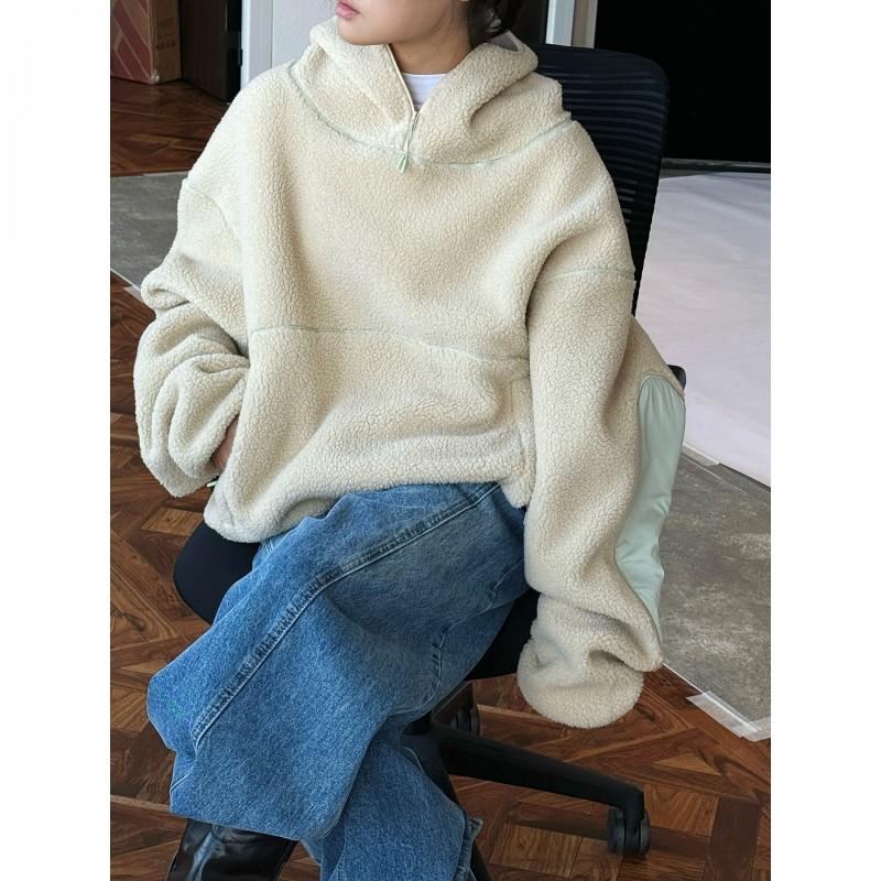 Womens Oversized Hooded Sweatshirt With Fleece Lining Warm Winter Casual Top In Chenille Fabric