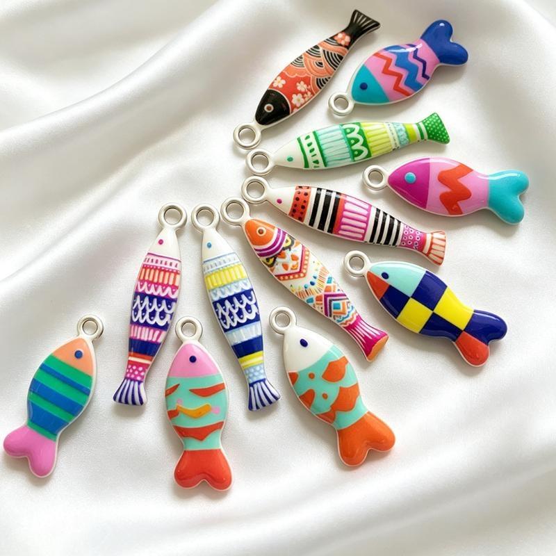 5Pcs Enamel Fish Charms Pendants Stainless Steel Ocean Animal Charm For Diy Necklace Earrings Bracelets Crafts Jewelry Making