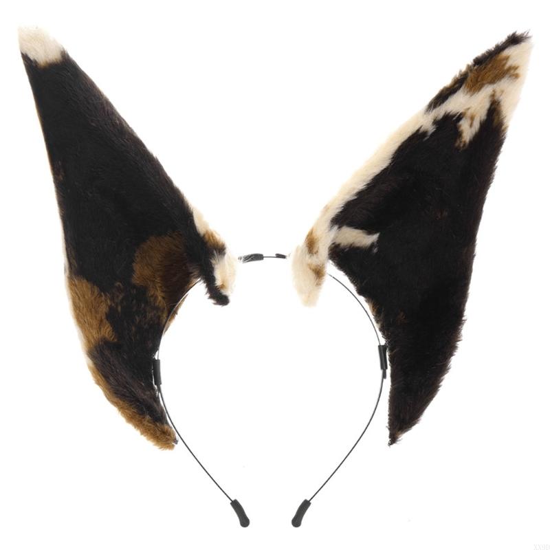 Furry Doberman Dog Ears Headband Handmade Simulation Animal Ears Cosplay Fursuit Party Headwear Props