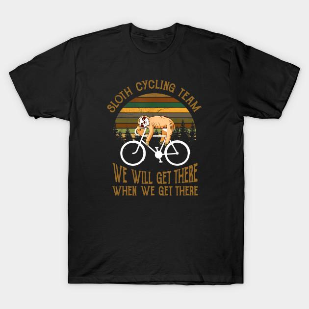 Men Black Print T-shirt Sloth Cycling Team - Lazy Sloth Sleeping On Bicycle No-Cut Transfer Paper Print Cotton Tshirt 4XL чёрный