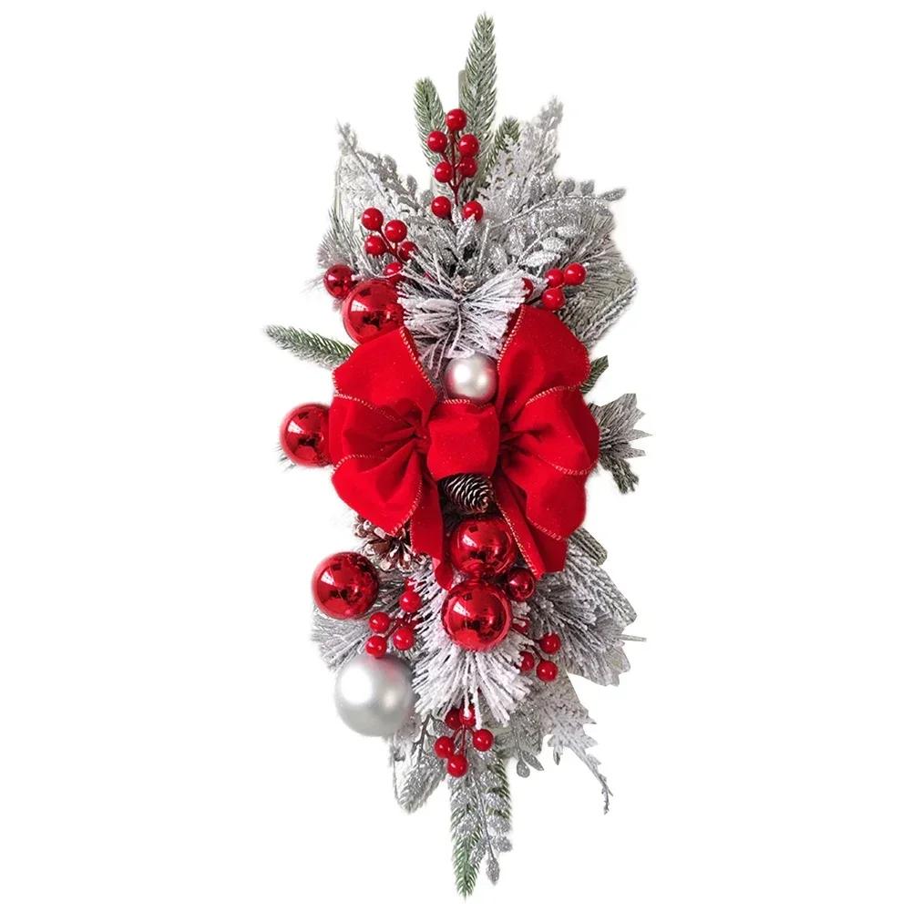 Cordless Pre Lit Christmas Stair Garland Decorations Festive Staircase Swag Trim for Holiday Home Decor
