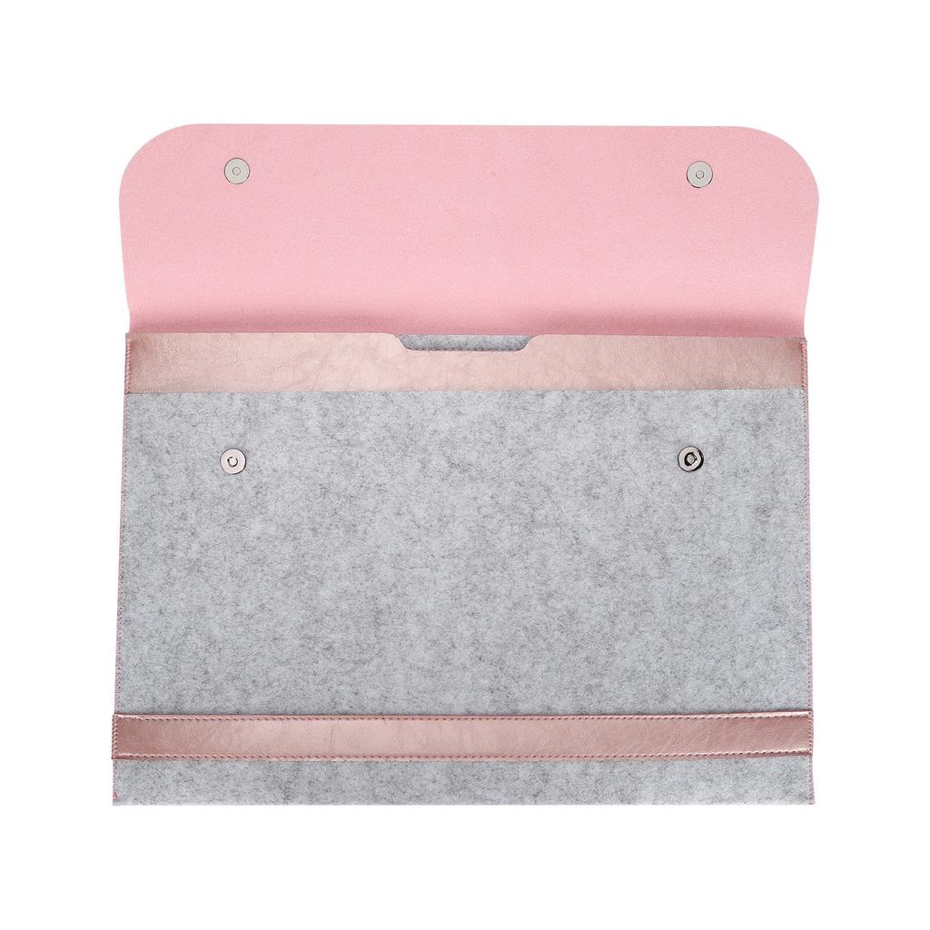 Laptop Sleeve Flip Type Protective Double Layer Felt Microfiber Computer Bag for MacBook Pro 15.4 Inch ModelsRose Gold