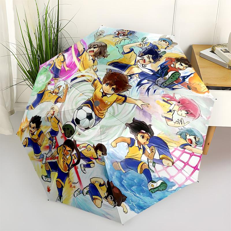 

1pc Captain Tsubasa Automatic Folding Outdoor Umbrella - Portable 3-Fold Design with Iron Frame, Perfect for Fans, Travelers, Daily Use, and Gift