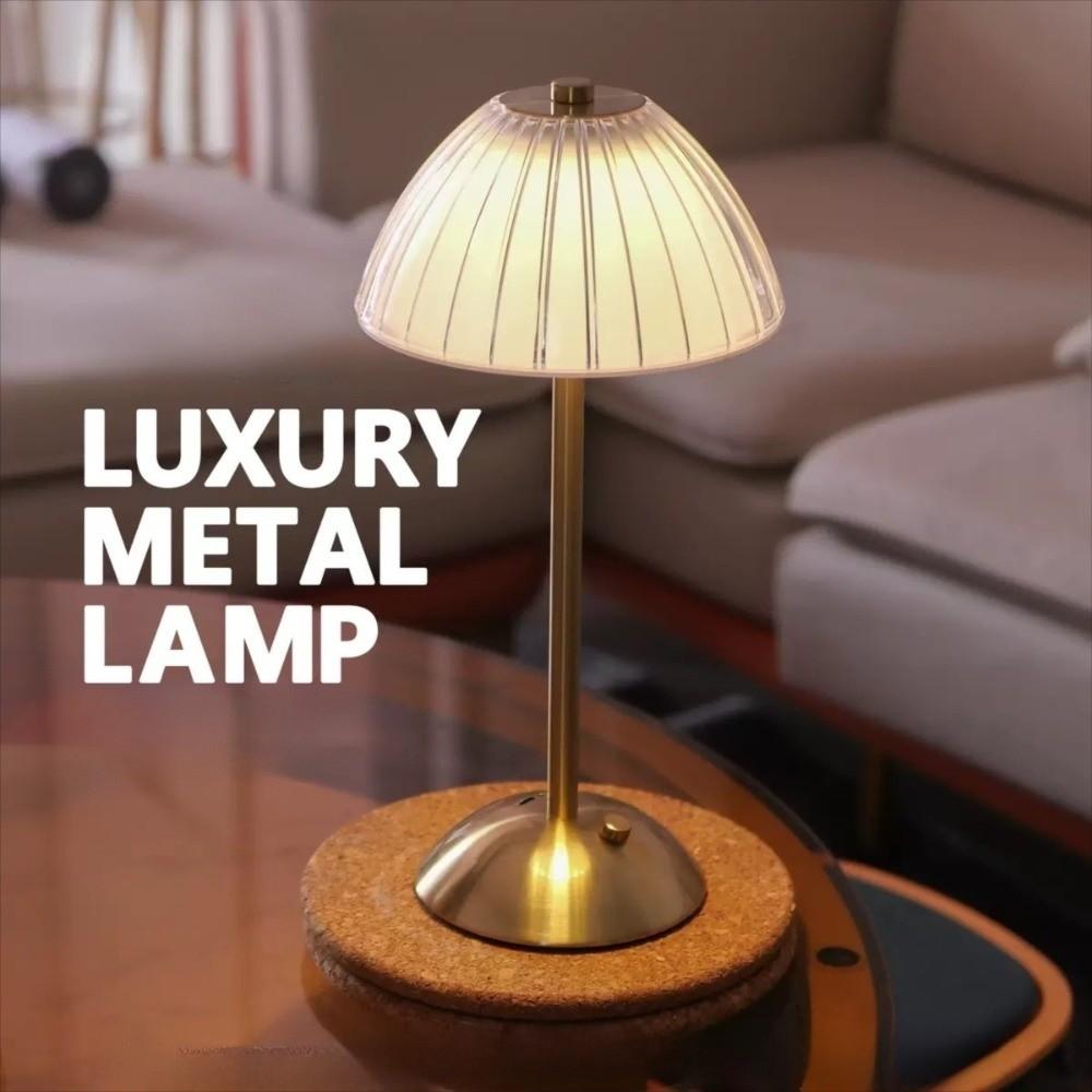 Fashon Nordic Style Table Lamp Dimmable 3 Colors Touch Control Lamp Cordless Acrylic Lampshade Gold Bedside Lamp Bedroom