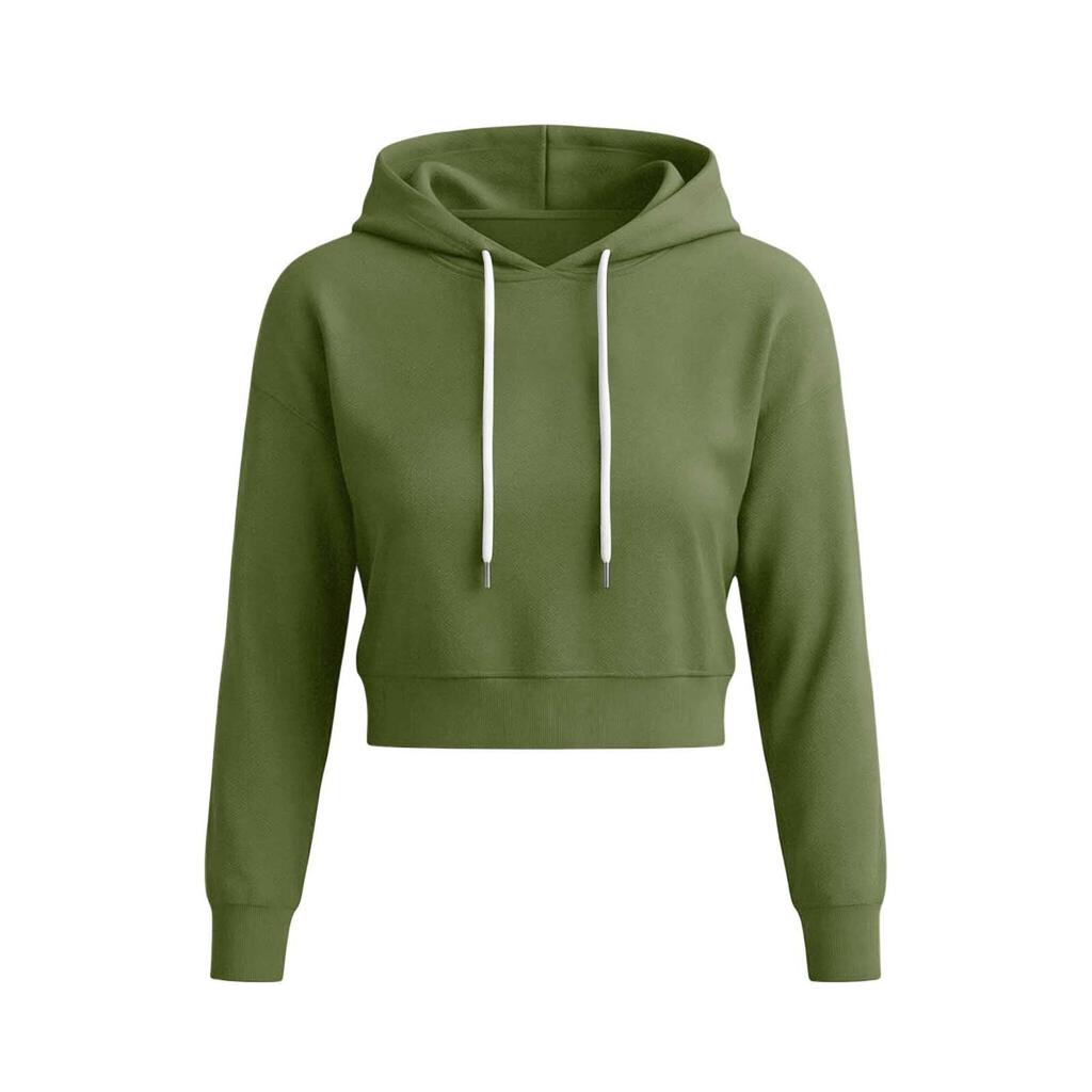 Damen Hoodie mit langen Ärmeln, kurz geschnitten, rückenfrei, für trendige Streetwear