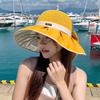 Sunscreen Hat Women's Summer New Bow Bucket Hat Outdoor Riding Sun Hat Big Brim Straw Hat UV Protection