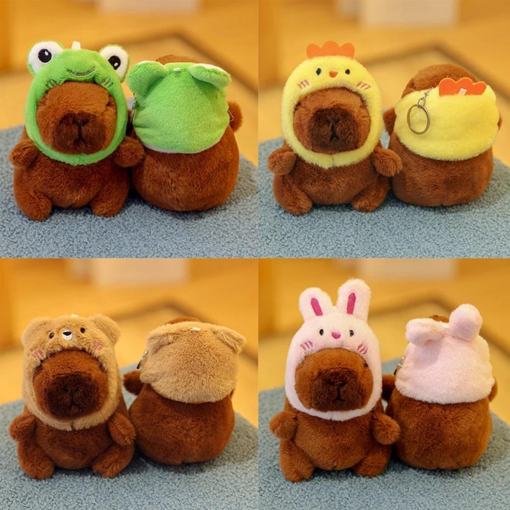 peluches Capybara Plush Keychain Bag Pendant Hanging Decoration Cute Stuffed Doll Toy Desktop Doll Ornament Car Keyring Kid Gift