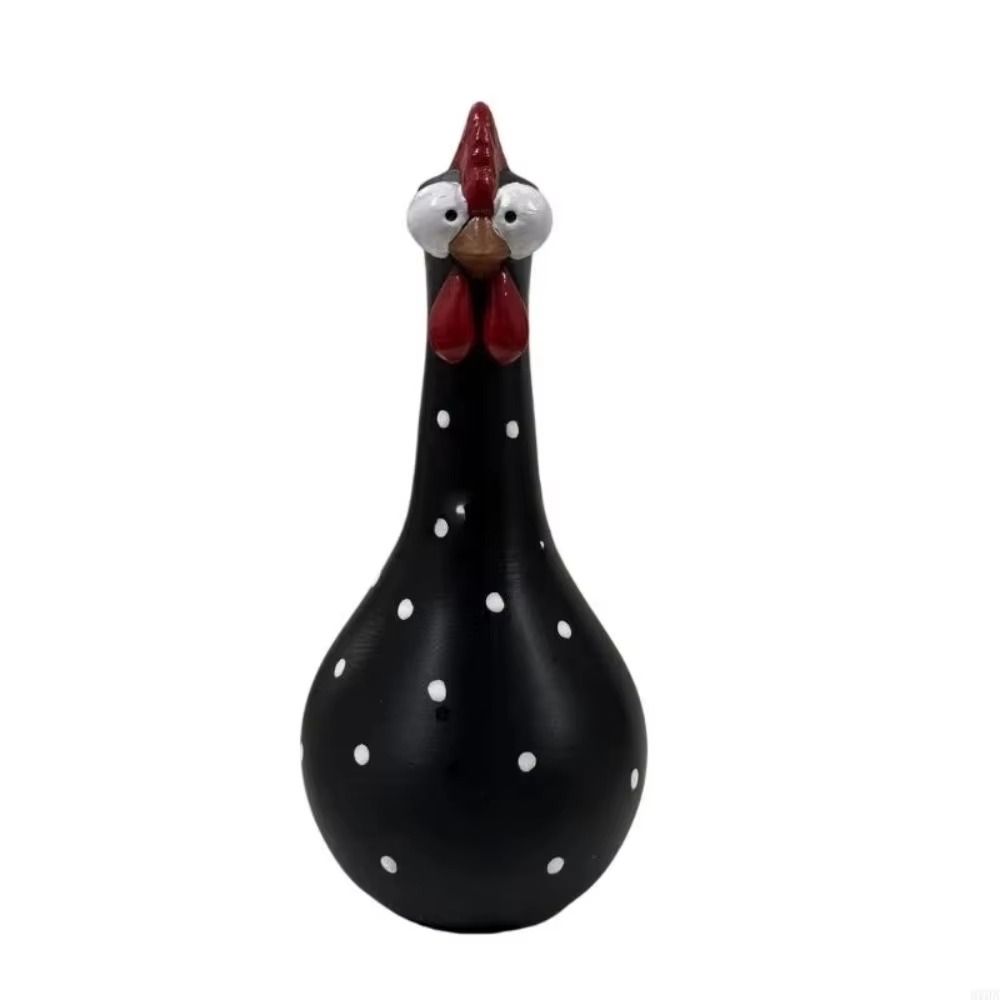 Jarrón de Pollo de Cuello Largo Pintado a Mano Resina Resina Jarrón Decorativo Jarrón de Gallo de Dibujos Animados Regalo