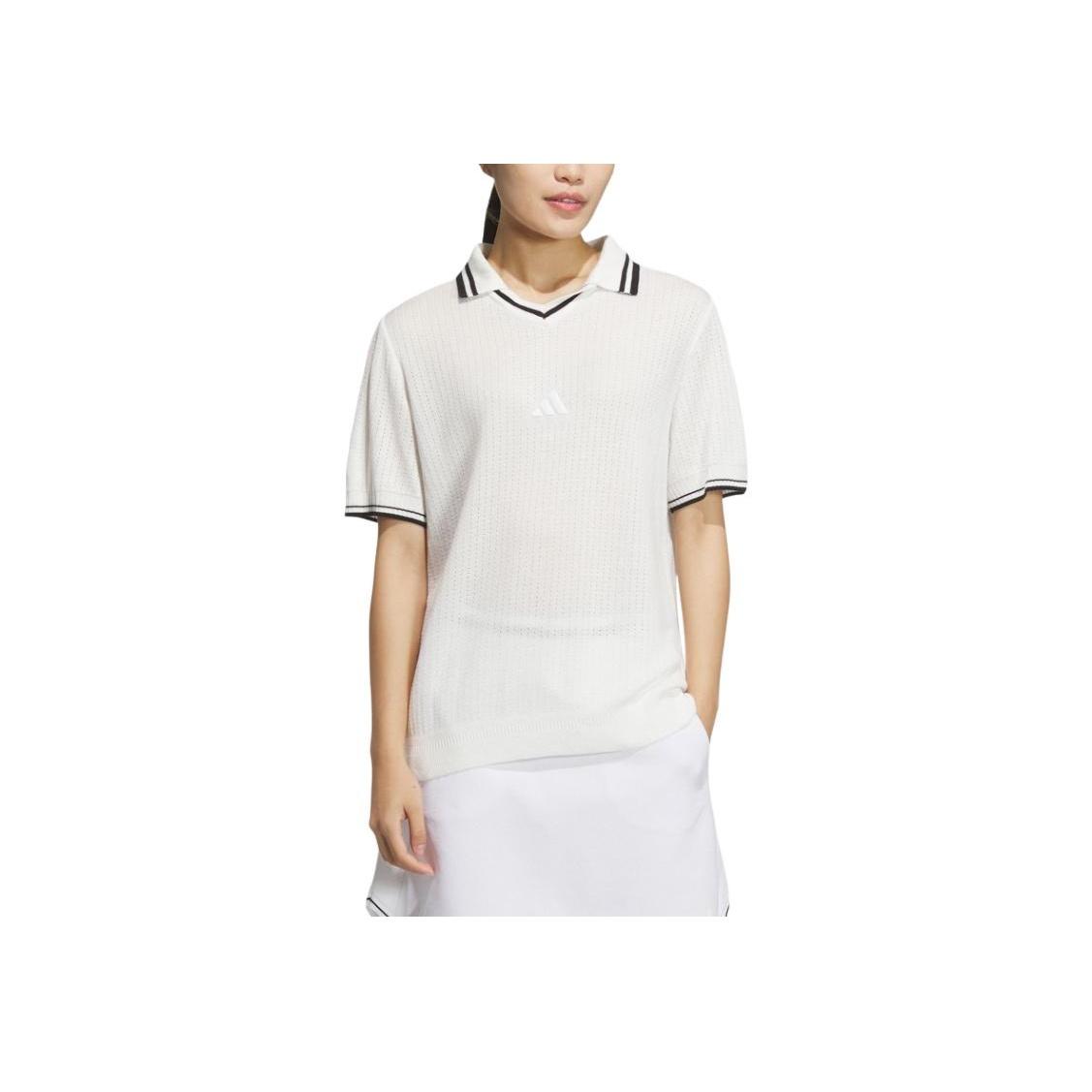 

Adidas Модная удобная универсальная свободная рубашка поло с коротким рукавом для женщин, топы белого цвета JE8302 M