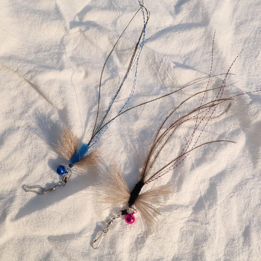 

2pcs Blue Simulation Insect Cat Teaser Stick for Change Heads Cat Toys Tassel Pet Toy Supplies