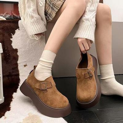 Innere Höheneinlage und dünne kurze Muffin-Schuhe Einzel-Schuhe Herbst Neu Retro Außen Birkenstocks