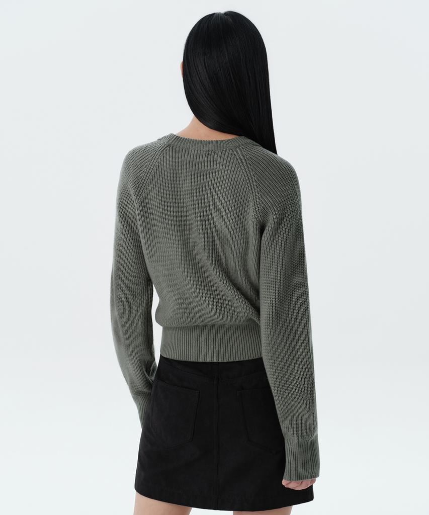 MUSINSA STANDARD WOMAN Women'S Ribbed Shoulder Cut-Out Knit [Sage]