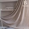 Bu Baba Orange Plaid Tassel Curtains - Semi-Shading, Decorative for Living Room, Bedroom, Kitchen, Balcony