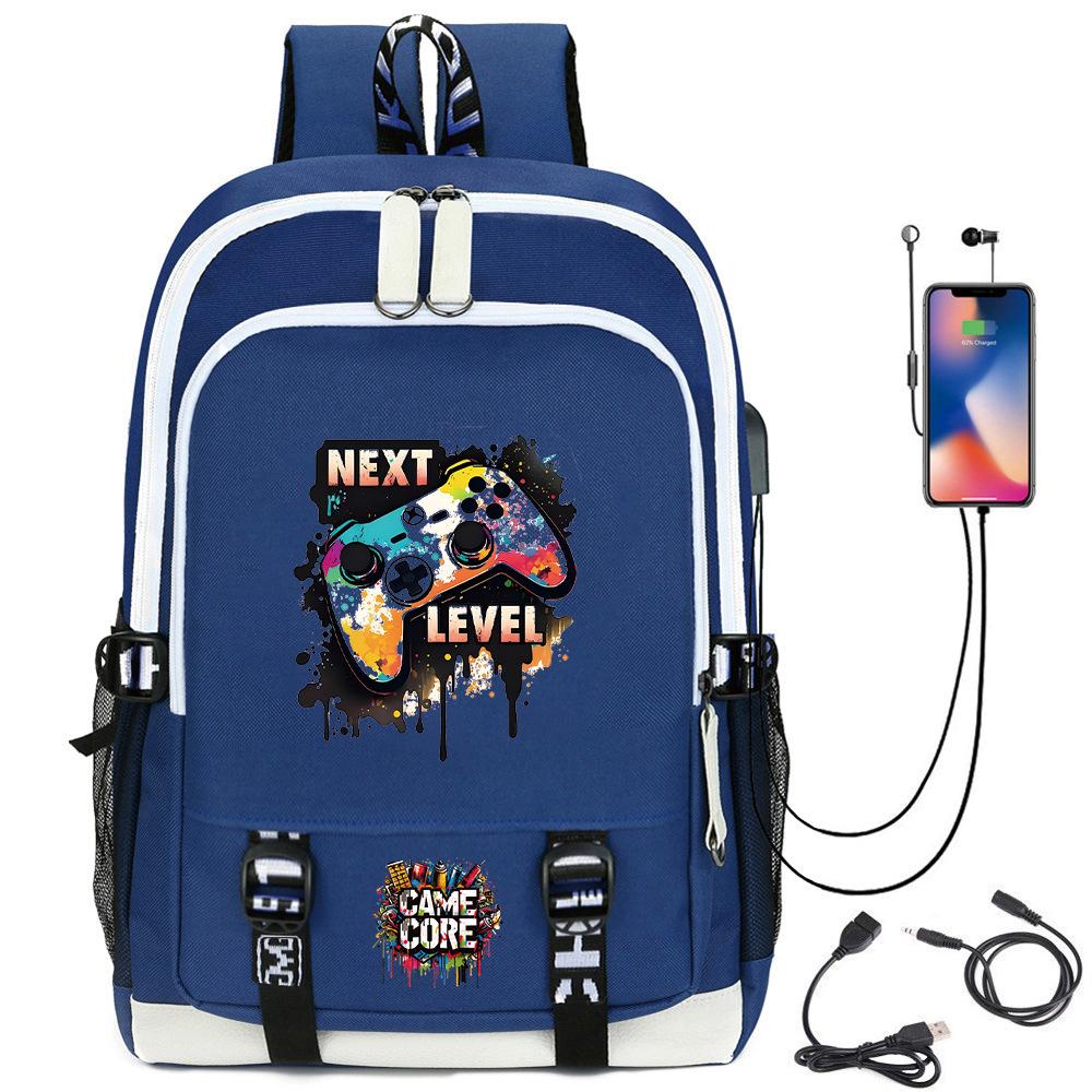 Digital Printing Gamepad Pattern Backpack Cartoon Elementary School Bag Large Capacity Usb Backpack