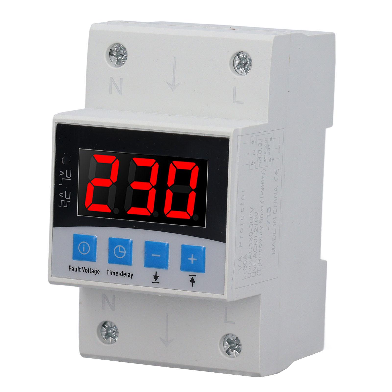 

Adjustable Voltage Protector Self Recovery Over Under Voltage Protective Device AC80300V 80A