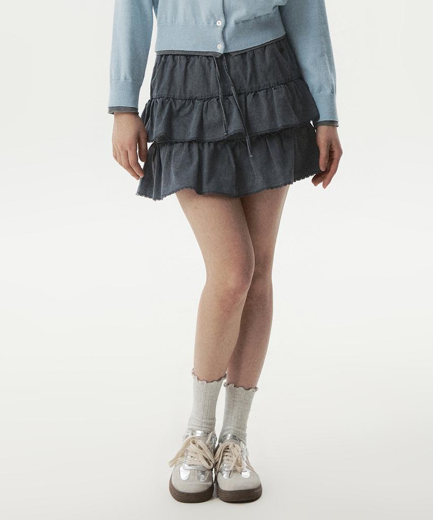 Who.A.U Dyeing Short Tiered Skirt / Whwhg1161F