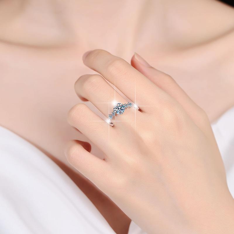 D Color 1CT Moissanite Engagement Diamond Ring Wedding Ring Gift for Girlfriend Female Model S925 Sterling Silver Four Claws