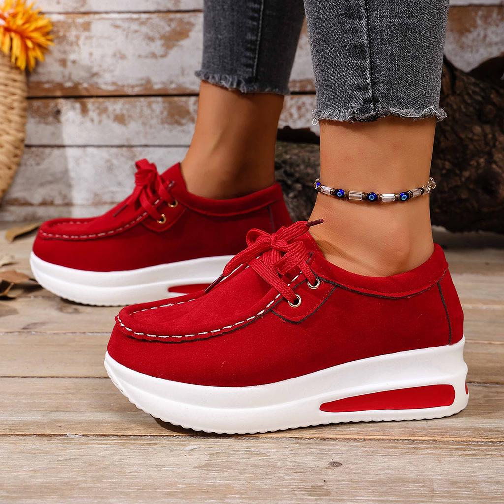 Fashion Women Sports Casual Sneakers Non Slip Lace-up Round Toe Shoes Trend Fashion Platform Sneakers Spring Autumn Zapatos De Mujer