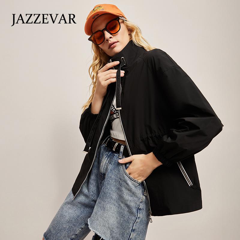 

JAZZEVAR 2022 Осень Новый силуэт Короткая рабочая куртка с длинным рукавом узкая талия открытый мотоцикл куртка (девушки)