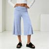 Fashionable Women's Summer Leisure Vacation High Waist Wide Leg Cropped Pants