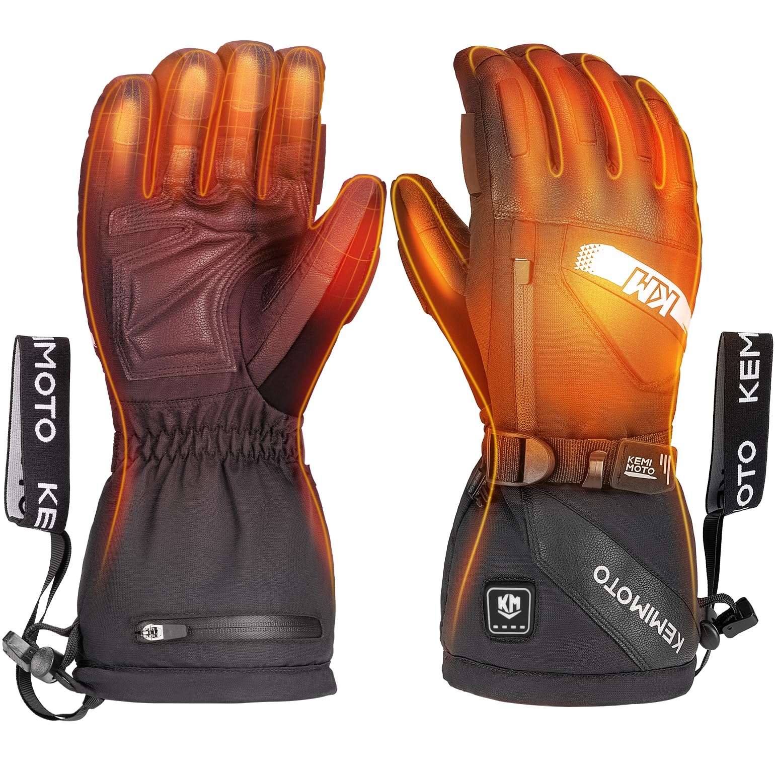 

KEMIMOTO Electric Heated Gloves for Motorcycles and Full Smartphone Rapid Large 3 Temperature PSE Cold for Snow KM8011 Winter, Type-C Rechargeable, чёрный