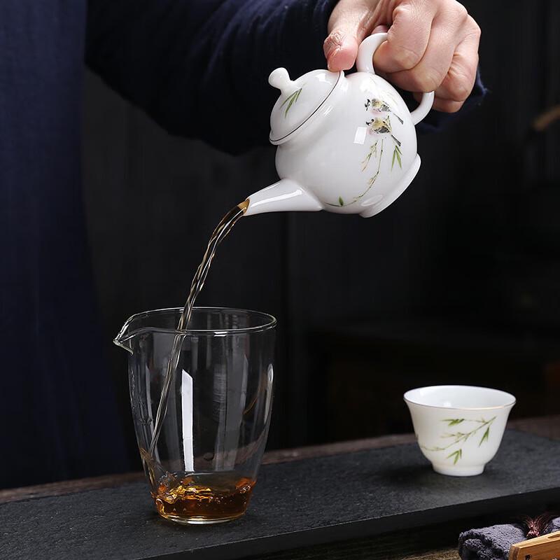 Chaxun Suet Jade Porcelain 1 Pot 4 Cups Travel Tea Set