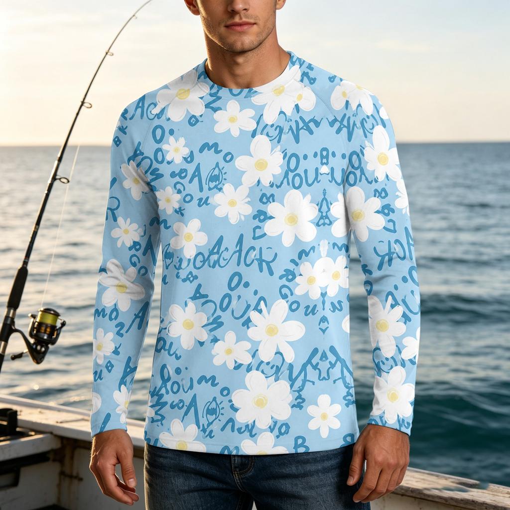 Herren 50+ Sonnenschutzshirt Langarm, Blockierendes Angel-Wander-Shirt, Leichtes Outdoor-Top